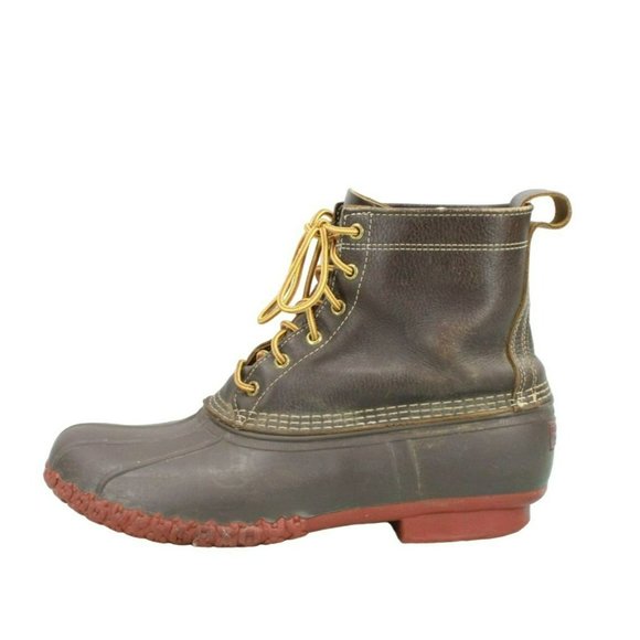 L.L. Bean Other - LL Bean Brown Leather 8" Lace Up Round Toe Ankle Duck Boots Size 12 M